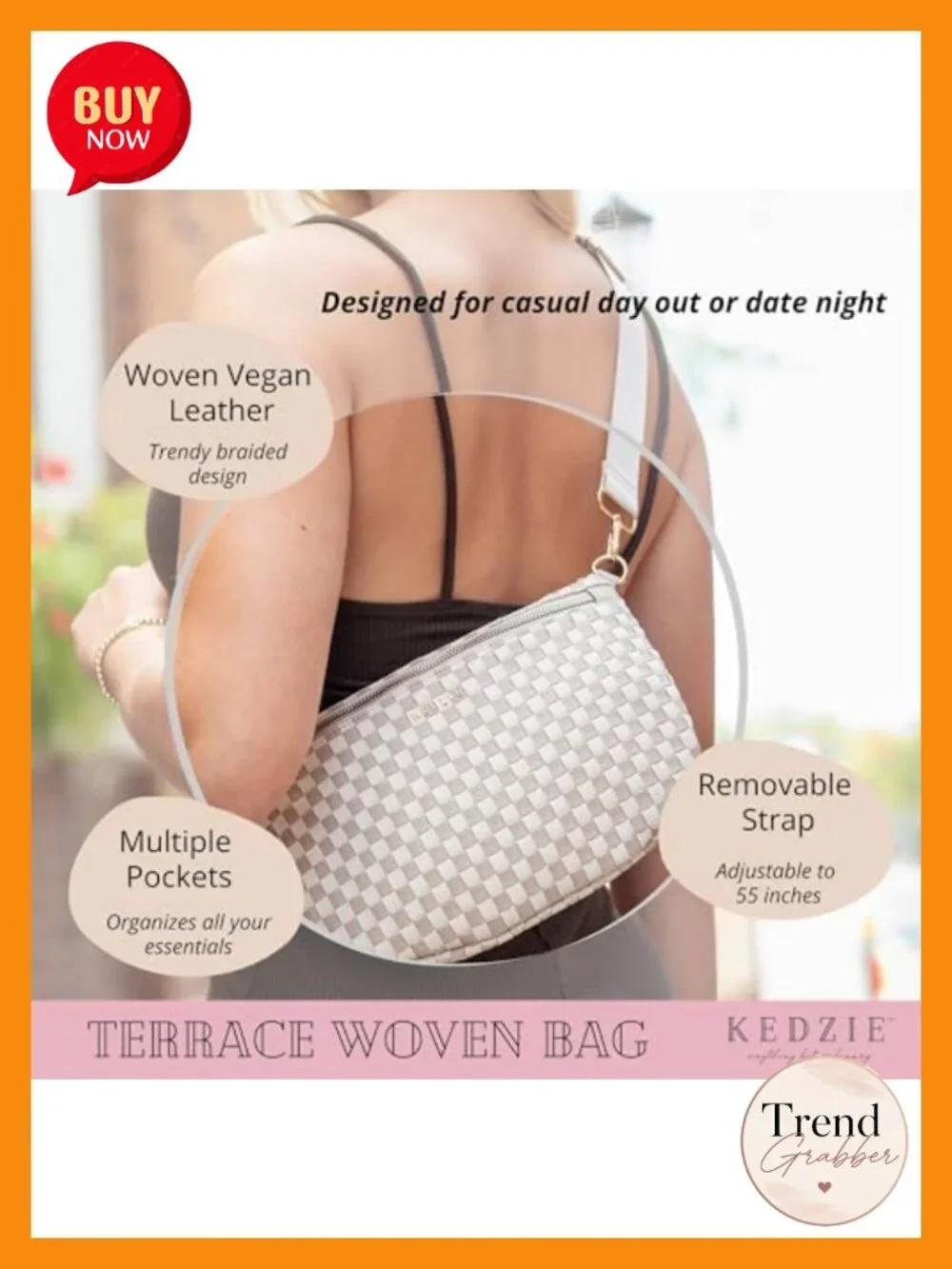 Woven Crossbody Bag Adjustable Strap Lightweight Shoulder Purse